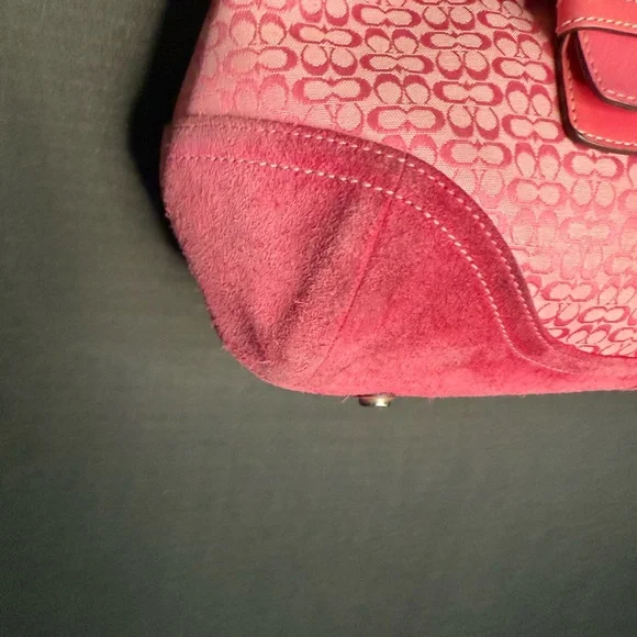Vintage Coach 7080 pink soho signature canvas jacquard satchel purse suede trim - Picture 7 of 14